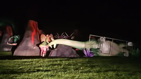 Longleat's dinosaur display toppled over during the night.