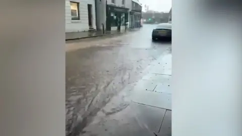 Flooded street.