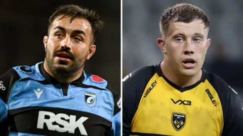 Two pictures, one of Cardiff captain Liam Belcher (left) and Dragons captain Ben Carter (right)