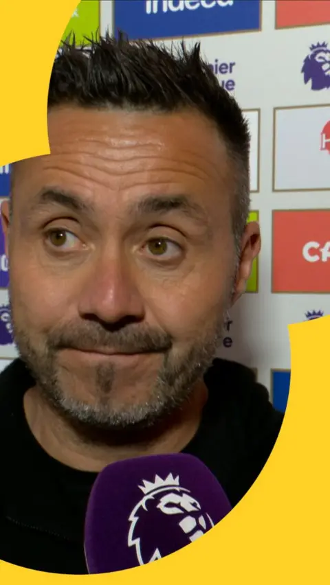 Tottenham Hotspur head coach Roberto de Zerbi during his post-match interview