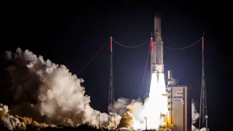 Getty Images Ariane 5 rocket lifts off at the European Spaceport in French Guiana successfully launching the INTELSAT-33e in 2016