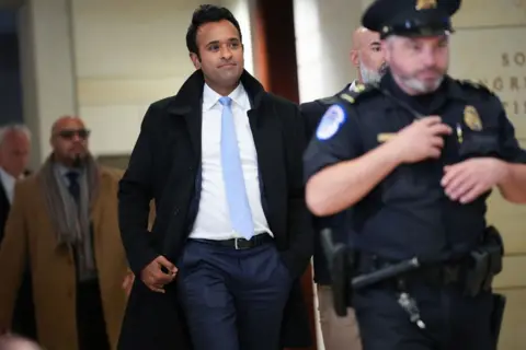 Getty Images Vivek Ramaswamy arrives at the US Capitol with Tesla CEO Elon Musk,