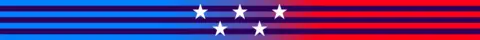 Branded divide of blue and red stripes with white stars