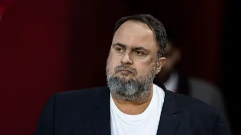 Evangelos Marinakis at Nottingham Forest's Premier League match against Arsenal at the City Ground in January
