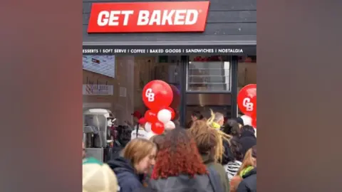 Get Baked Queue outside Manchester store Get Baked