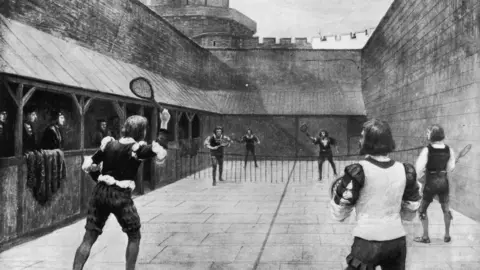 Getty Images Circa 1500, A game of tennis during the time of King Henry VII.