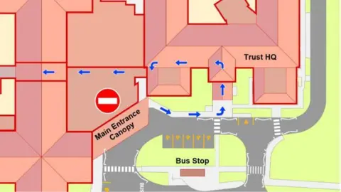 Surrey and Sussex Healthcare NHS Trust Map showing how to get to the alternative entrance