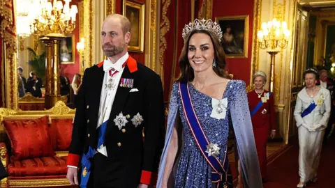 PA Media William and Catherine pictured at the state banquet