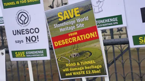 PA Media Signs by campaigners