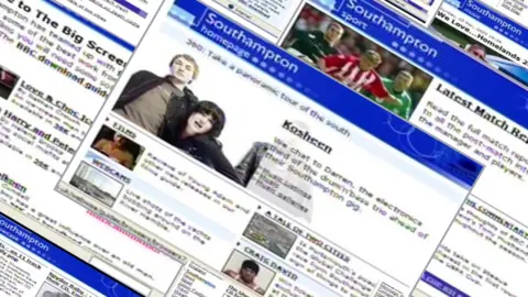 A montage of BBC Southampton websites dating from the early 2000s