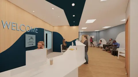 Nottingham University Hospitals (NUH) An artist's impression of the new reception waiting area