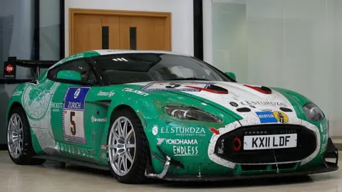 Getty Images One of Aston Martin's V12 Zagato vehicles, which competed in the Nurburgring 24 hour race in Germany, sits on display at the company's factory in Gaydon