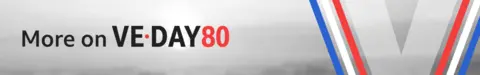 Grey banner reading "More on VE Day 80"