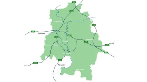 Oxford City Council A map shows the proposed "Greater Oxford" boundary, which takes in a much wider area than the current Oxford boundaries - and includes Kidlington, Wheatley, Dorchester and Culham. 