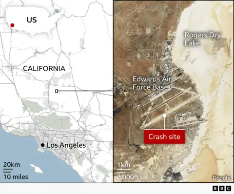 Map showing the location of Edwards Air Force Base