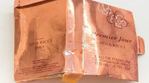 Reuters Packaging for a counterfeit bottle of perfume that was recovered from Charlie Rowley's home