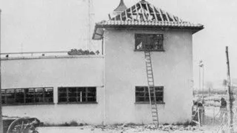 Friends of Peterborough Lido A black and white image of the lido, with a damaged frontage.