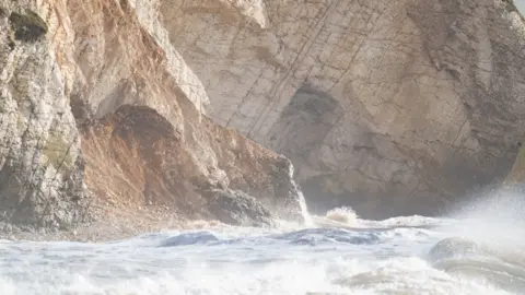 Siena Anderson A close up of the cave entrance at Freshwater Bay blocked after the cliff collapse.