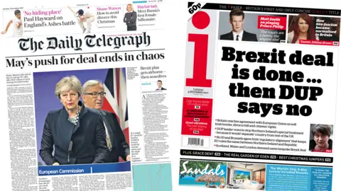 The Daily Telegraph and the i front pages
