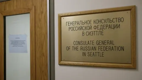 EPA The entrance to the Russian Consulate in Seattle, Washington, pictured on 26 March 2018.