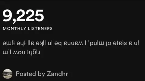 Spotify Picture of the upside down font used recently by Ariana Grande