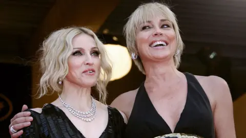 Getty Images Madonna and Sharon Stone in 2008