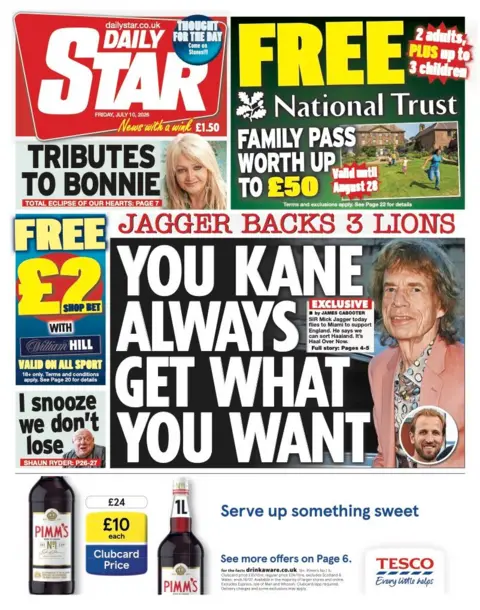The headline on the front page of the Daily Star: 'You Kane always gets what you want.'