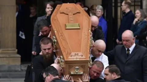 Getty Images Hundreds of mourners attended Lyra McKee's funeral in Belfast's St Anne's Cathedral