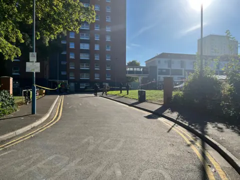 A block of flats which caught fire