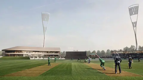 A CGI render of the proposed home of Cricket Ireland in Dublin