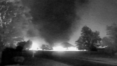 Tornado captured with night camera in Oklahoma