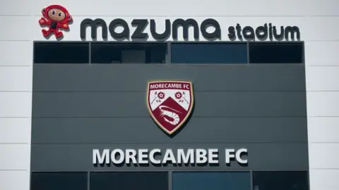 A view of Morecambe's Mazuma Stadium from the outside
