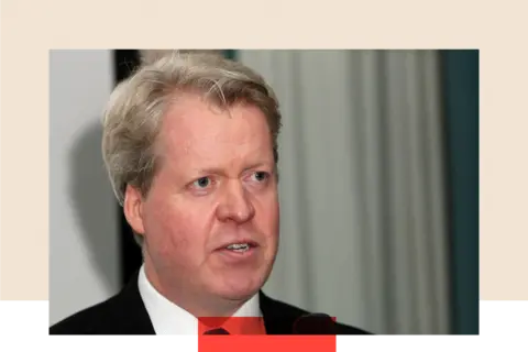 Getty Images A close-up of Lord Charles Spencer, with lone  a hint of his enarthrosis  visible, dressed successful  a achromatic  shirt, tie, and blazer. He gazes up  with his rima  somewhat  ajar.