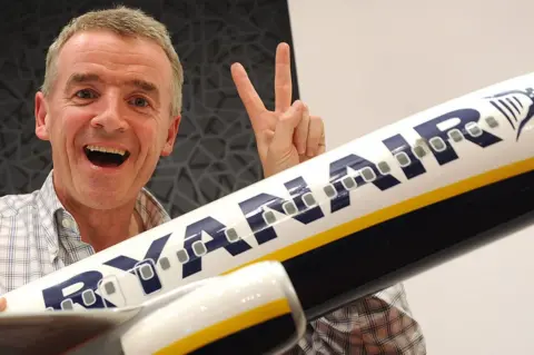 Getty Images President of Irish budget carrier Ryanair Michael O'Leary poses prior to a press conference in Madrid on September 13, 2011