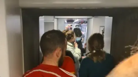 Ruth Crump Passengers had to stand in the train corridors