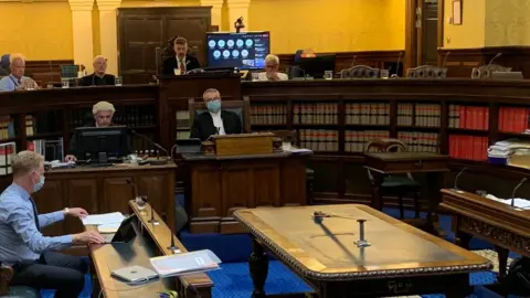 Laurence Skelly in the president's chair in Tynwald