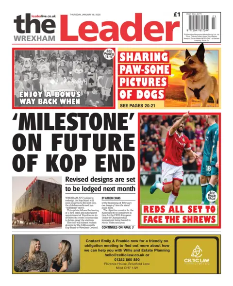 Wrexham Leader Front page of the Wrexham Leader