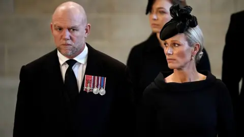 Reuters Mike and Zara Tindall at the Queen's funeral