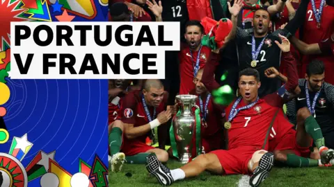 Portugal celebrate after beating France 1-0 in the Euro 2016 final