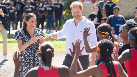 Dominic Lipinski/PA Media The Duke and Duchess of Sussex during their tour of South Africa