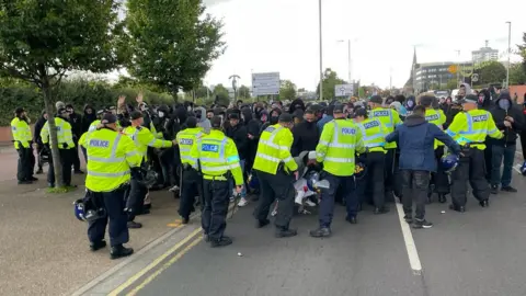 Police and protestors