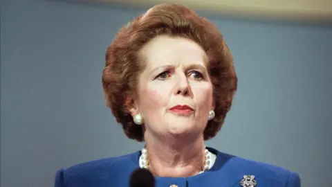 Getty Images Margaret Thatcher speaking at the 1988 Conservative Party Conference
