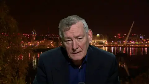 BBC Denis Bradley speaking to the BBC in Foyle studio