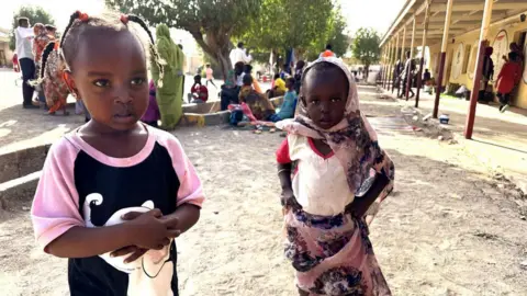 Getty Images Children who have been displaced by the ongoing civil war in Sudan, in Port Sudan, on 3 January 2024