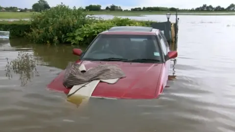 Car in flood water