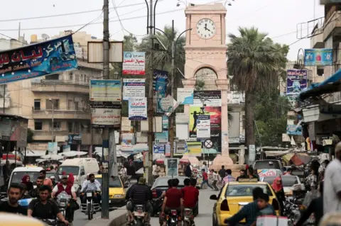 Reuters Clock Square in the rebel-held Syrian city of Idlib (23 May 2019)