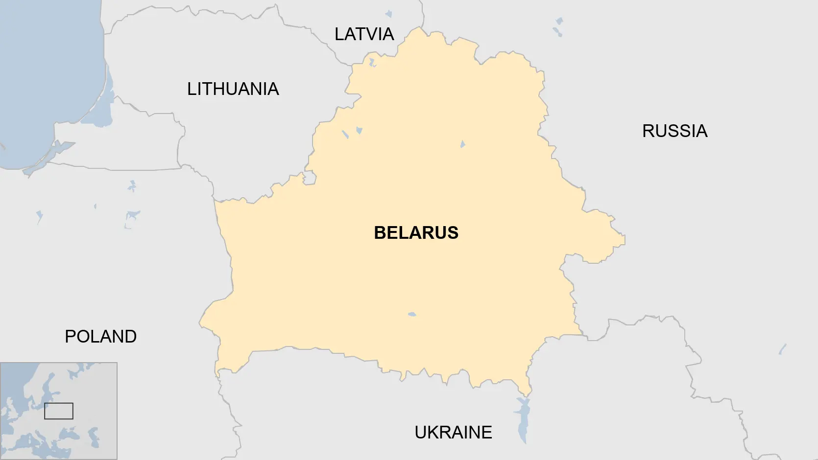 Map of Belarus and neighbouring countries