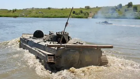 Ministry of Defence of Ukraine Ukrainian BMP-1 vehicle crossing water during a training exercise