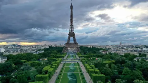 AFP This aerial picture taken on June 13, 2019 shows a 600 meters long installation by French land artist SAYPE