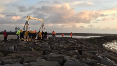 RSPCA Cymru The lifting gantry at Aberavon Beach